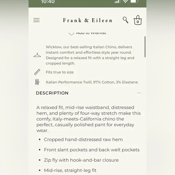 Frank & Eileen Wicklow Tan Ankle Cropped Pants - Picture 7 of 8